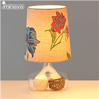 IMINOVO Decoration Table Lamps Blue/Beige Printing Fabric Lampshade E27 110V/220V Lamp Desk Lamp Lights Bedside Living Room