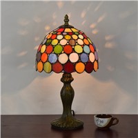 Stained Glass European colour Colorful Retro Art Ornament bar lighting bedroom Bedside desk lamp 110-240V E27 dia20CM H36cm