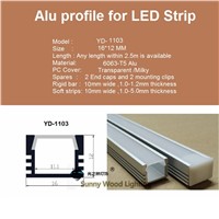 10-40pcs/lot 20-80m led aluminium profile for 11mm PCB board ,W16*H12 led bar light housing, led tape light channel