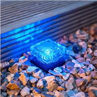 Solar LED Ice Cubes Buried Light Outdoor Imitation Crystal Ice Glass Brick Underground Light for Garden Square Floor Solar Light