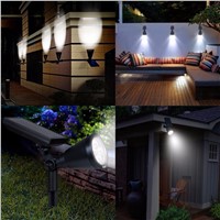 AUSIDA LED Solar Spotlight outdoor waterproof Wall night Light Landscape,in ground flood Lighting for lawn garden yard patio