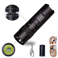 WUBEN Waterproof LED Flashlight Mini USB Rechargeable Keychain Lamp 300 Lumens Real Tactical torch Household Light EDC + Battery