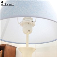 IMINOVO European Style Vintage Table Lamps Resin Linen Lampshade Desk Lighting Home Decor Switch ON/OFF For Bedroom Living Room