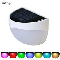 Kitop RGB Color Changing Solar LED Lighting Wall Lamp Outdoor Semi Circle for Garden Patio Stairway Pathway Deck