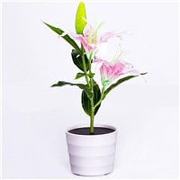 LumiParty Solar Power Garden Light Waterproof Pink Lily Flower LED Lamp Decorative Pot Plant Lamp