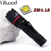 Litwod z30911 LED Flashlight Aluminum XM-L L2 5000LM Torch Lantern Waterproof 3 Modes Lantern Portable Light use AA or 14500