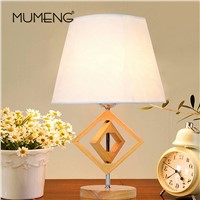 MUMENG Conical Wood Table Lamp Modern Europe Style E27 40W AC110V-220V Fabric Wood Table Light Indoor Living Room Bedroom Light