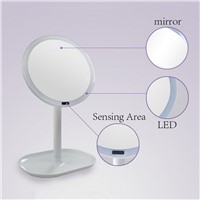 2 In 1 Table Lamp Makeup Mirror Rechargeable Motion Sensor LED Light Mirror USB 360 Rotation Mirror Infrared Induction P15