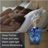 3D Colorful Aromatic Night Light Aroma Essential Oil Diffuser 100ml Ultrasonic Cool Mist Humidifier with 8 Color LED Mood Lights