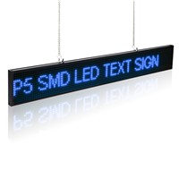 50cm P5 SMD Led Display Sign Module Edit Message Adjustable Brightness LED Display Board With Metal Chain Blue Time Countdown