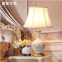 TUDA 2017 Table Lamps The New Chinese Style Bedroom Bedside Lamp Ceramic Lamp Painted Petals