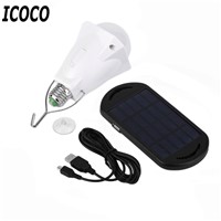 New Portable Energy Conservation 200LM LED Bulb Light with Solar Panel+USB Charging Line Outdoor Camping Tent Fishing Emergency