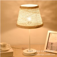TUDA 2017 Classic Garden Decoration Table Lamp Woven Rattan Table Lamp for Bedroom Study Lighting