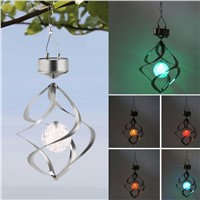 ICOCO 1pcs High Quality Outdoor Solar Powered Wind Spinner LED Color Changing Light for Garden Coutyard Hanging Spiral Lamp Sale