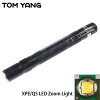 Cree XPE/Q5  LED Zoom Small Flashlight Mini Portable Clip Penlight Handy Powerful Pocket Torch Use 2*AAA Battery LED Flash Light