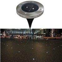 4pcs Warm White Surface Stainless Steel+ABS Round LED Embedded Lights Embedded Solar bBuried Lights With Light Control Switch