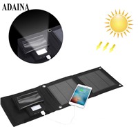 ADAINA Foldable Purse 5000mah Mobile Supply Solar Power Bank Universal Portable Solar Battery Mobile Phone Charging LED Light