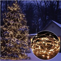 LED Solar Power String Light Waterproof  10m 100 LED Copper Wire lamp Warm White For Outdoor Christmas decoration lighting