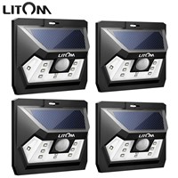 Litom 4PCS Mini 10 LED Solar Lighting Motion Sensor Outdoor Wall Waterproof Night Lampion Garden Path Patio Wide Range Light Hot