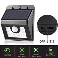 8 LEDs Waterproof Solar LED Human Body Induction Motion Sensor Lamp Wireless Outdoor Garden Solar Powered Light Dimmable Lamp