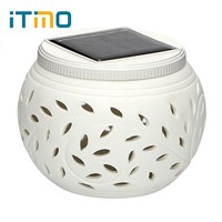 ITimo Colorful Decoration Night Light for Lawn Garden Bedroom Home Big Apple LED Solar Lamp Leaf Shadow Hollow Ceramics Light