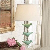 American country table light Vintage Crystal green bird table lamps bedside bedroom living room living room light ZA8146