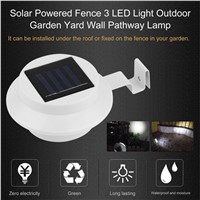 2Pcs Solar Powered Outdoor Garden Light Water Resistant LED Fence Lamp Pathway Light with Three LEDs Black Case White/ Black