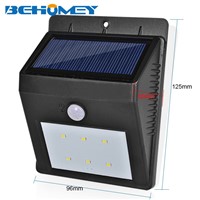 2Pcs Behomey 6 LEDs Outdoor Lighting PIR Motion Sensor Solar Light No Wiring Light Control Sensing Auto on/Off Function