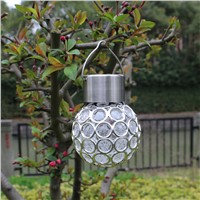 4Pcs/lot Solar Powered Hanging Light Outdoor Garden Decorative Sparkling Crystals Gazing Ball Landscape Holiday  Solar Lamp