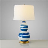 Post-modern Pastoral Ceramic Gourd Fabric Led E27 Table Lamp for Living Room Bedroom Study H 46cm 80-265V 1569