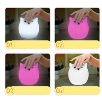 Colorful 7 Colors Pig Water droplets LED Children Animal Night Light Silicone Soft Cartoon Baby Nursery Lamp Breathing USB P20
