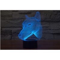 New 3D Dog Head LED Night Light 7 Color Change Cute boy Gift Atmosphere Desk Table Lamp USB Bedroom Table Home Cafe Bar