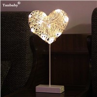 Tanbaby 40CM Star Heart Love Shape Grass Rattan Woven LED Night Light Battery Power Girls Room Romantic Decorative Table Lamp