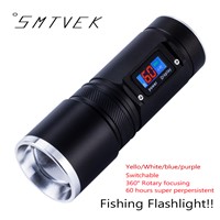 New Powerful Rechargeable LED Flashlight Waterproof Fishing Lantern 4 Light Colors Abjustable 3 Modes Long time Work Torch