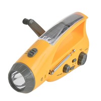 Solar Power Dynamo Hand Crank LED Flashlight Torch Emergency Outdoor Camping Light Tent Lamp + FM/ AM Radio + Charger for Phone
