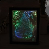 Papercut Light Box LED USB Night Light Lamp Creative Paintings Deer