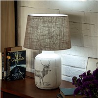 American style table lamps modern cloth lampshade ceramic desk lamp study room warm bedside table light ZA825557