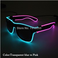 Sound Control Driver Double Color EL Wire Glasses dark lens Fashion Cool Dance DJ Bright Glasses Stage Lighting Party Supplies