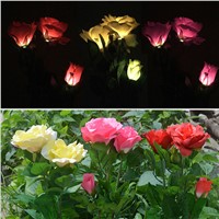 Solar Powered 3 LED Rose Flower Garden Night Light Lamp Outdoor Party Decor