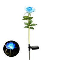 Solar Power LED Single Fake Rose Flower Garden Stake Landscape Lamp Outdoor Yard Party Decor Lights ALI88