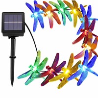 Solar Powered Outdoor Party Dragonfly String Lights 30 Leds Starry Lighting Christmas Xmas Decorations for Home Garden Light