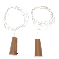 2pcs Waterproof Wine Cork String Starry Lights 15LED 1.4m Warm White and Colorful with Bottle Stopper for Party DIY Supplies