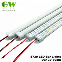 LED Bar Lights DC12V 5730 LED Rigid Strip 50cm LED Tube With U Aluminium Shell + PC Cover Indoor Lighting 5pcs/lot