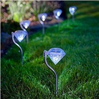 5pcs Outdoor Decoration Solar Powered Stainless Diamond Lamp Solar Garden Lawn Lamp Colorful White Courtyard Lawn Lamp Pin Lamp