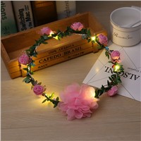 1pc LED Rose Flower Fairy Wreath String Light Wedding Garden Party Valentine\&#39;s Day Decoration Christmas Headdress Decor P0.2