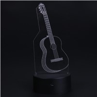 Acrylic Board Guitar/Animal Pattern USB LED Night Lamp Flash 3D Atmosphere Light Touch Sensor Table Lamp for Bedroom Decoration
