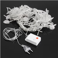 2X 1.5M 6W Window Curtain Heart-Shaped LED Fairy String Light Christmas Wedding AC220V EU Plug