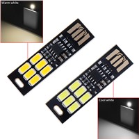 Mini Pocket Card USB Power 6 LED Keychain Night Light 1W 5V Touch Dimmer Warm Light for Power Bank Computer Laptop(5 Pcs)