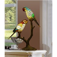 Tiffany ornaments parrot table lamp Color glass lamp American retro crafts  wedding gifts lighting desk lamps ZA9261137