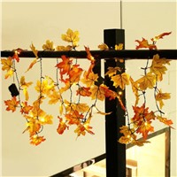 LumiParty 1.65m 10 LED Lighted Maple Leaf Fall Leaves Garland Lights String Thanksgiving Christmas Party Decor